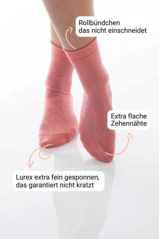 Socken Chloe Korall mit Glitzer